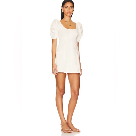 Free People Cheyenne Denim Mini in Ivory With Pockets, New, Revolve - Picture 3 of 8